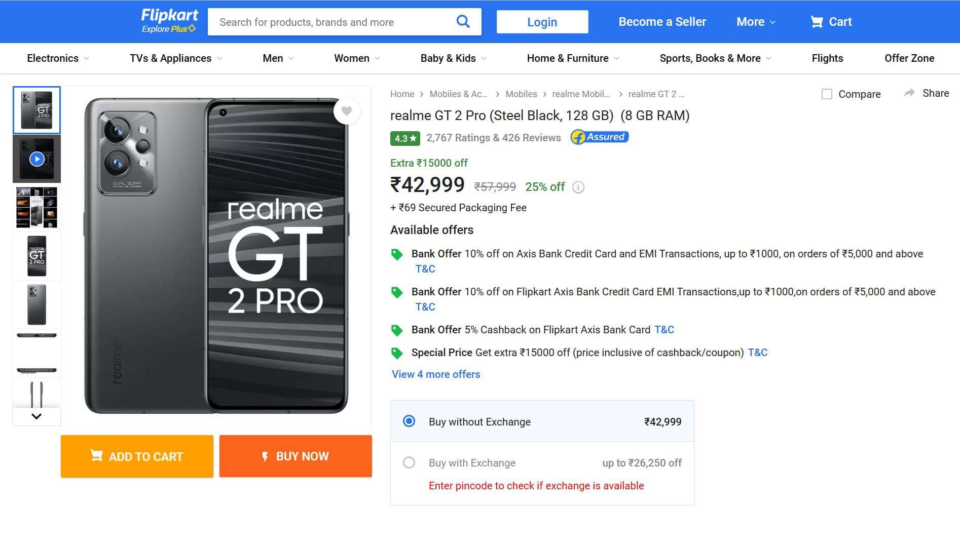 realme gt 2 pro flipkart price