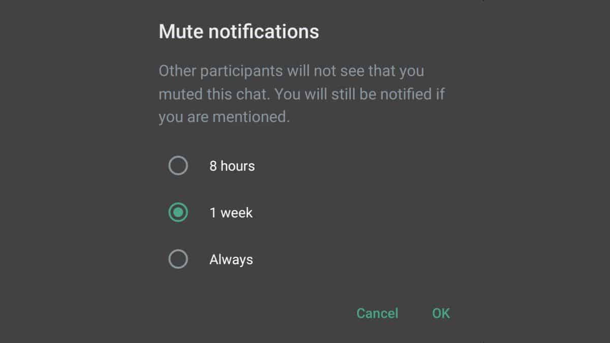 WhatsApp Mute Notification