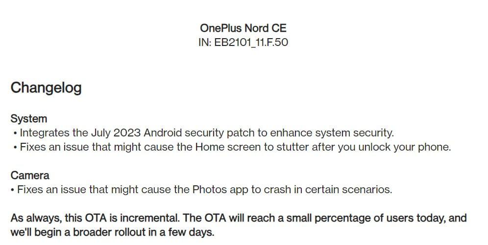 OxygenOS 13 F.50 for the OnePlus Nord CE