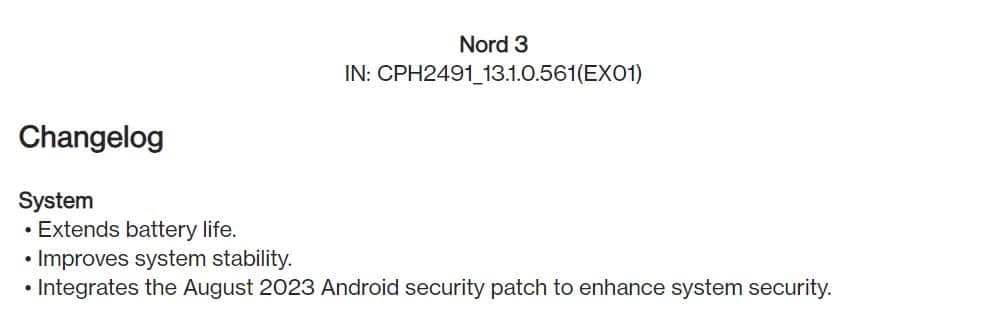 OxygenOS 13.1.0.561 for the OnePlus Nord 3