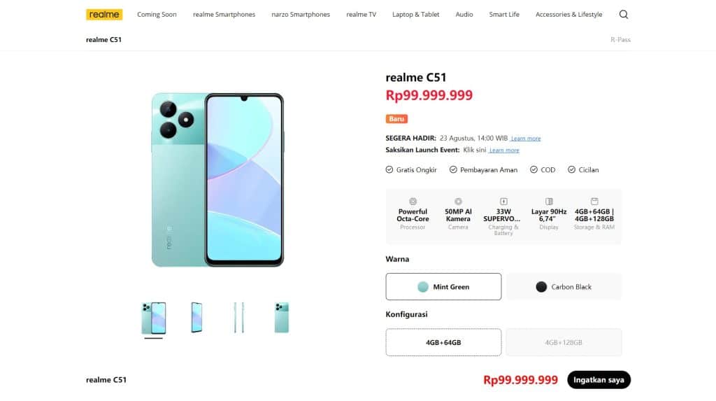 Realme C51 - Situs Indonesia - Listing