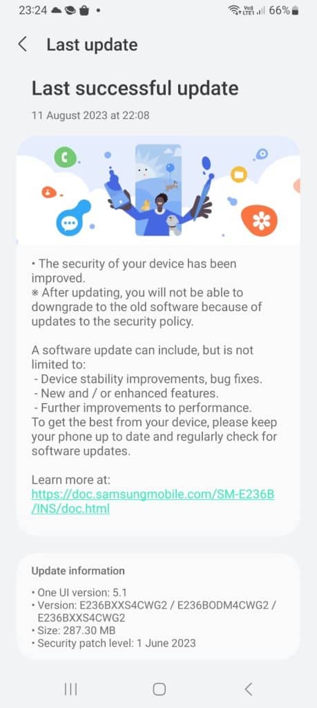 Samsung Galaxy F23 5G June Update