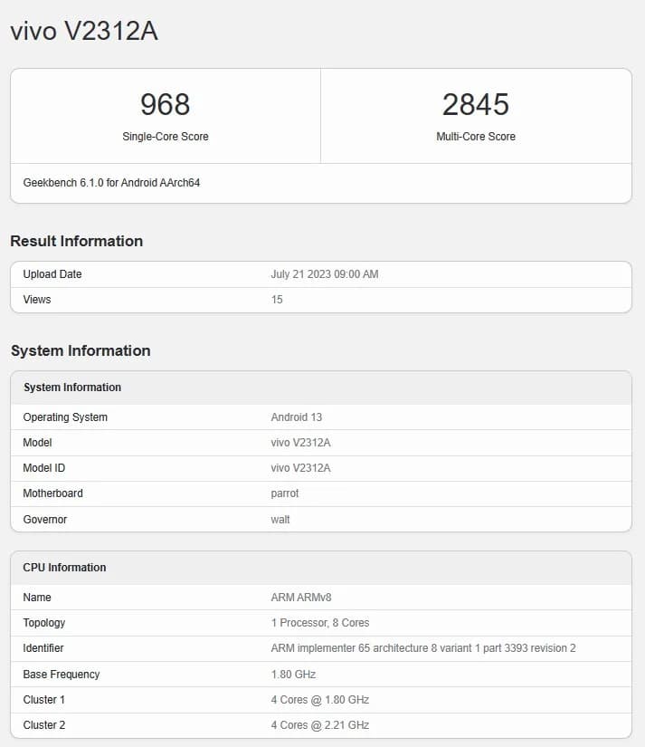 Iqoo Z8X Geekbench