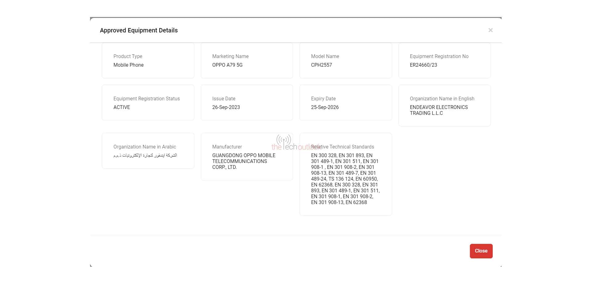 OPPO A79 5G TDRA Certification