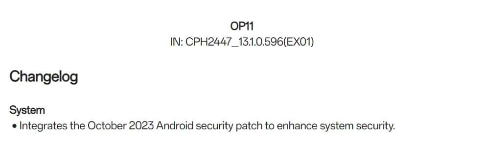 OnePlus 11 - October 2023 Android Security Patch