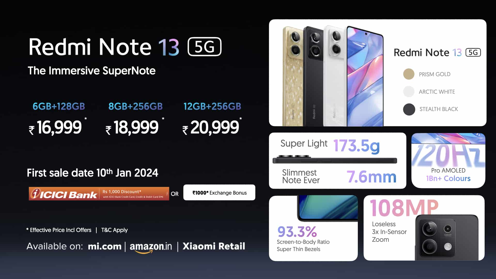 Redmi Note 13 5G - Key Specs
