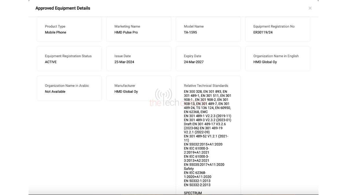 HMD Pulse Pro first HMD brandes smartphone spotted on TDRA Certification