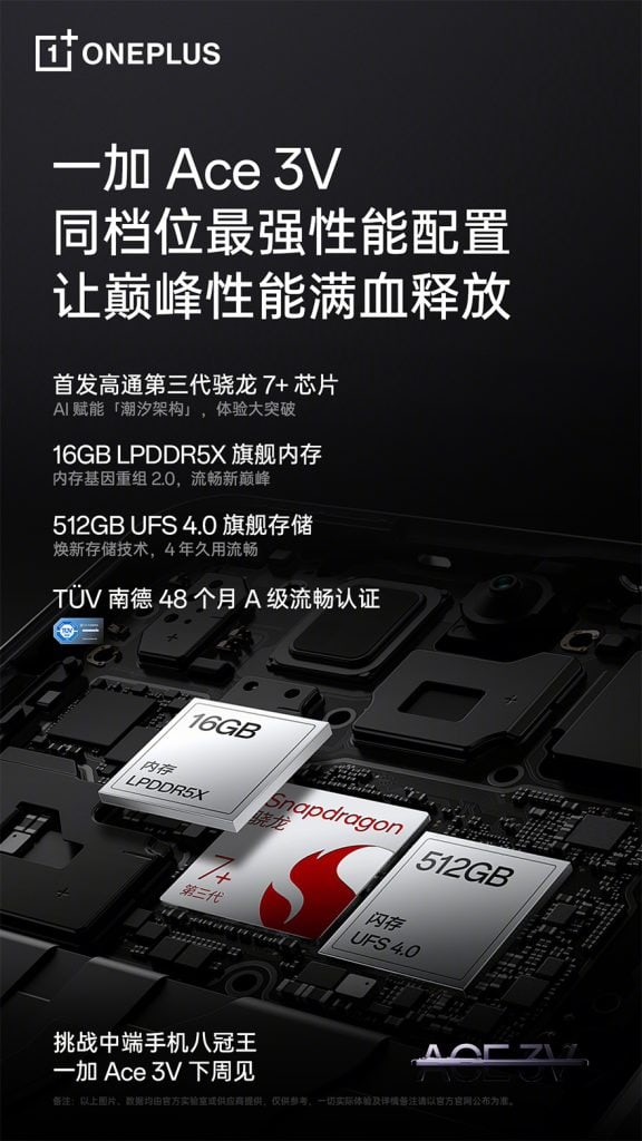 OnePlus Ace 3V 4 RAM storage