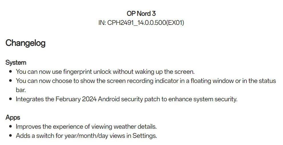 OxygenOS 14.0.0.500 for the OnePlus Nord 3 [IN ONLY]