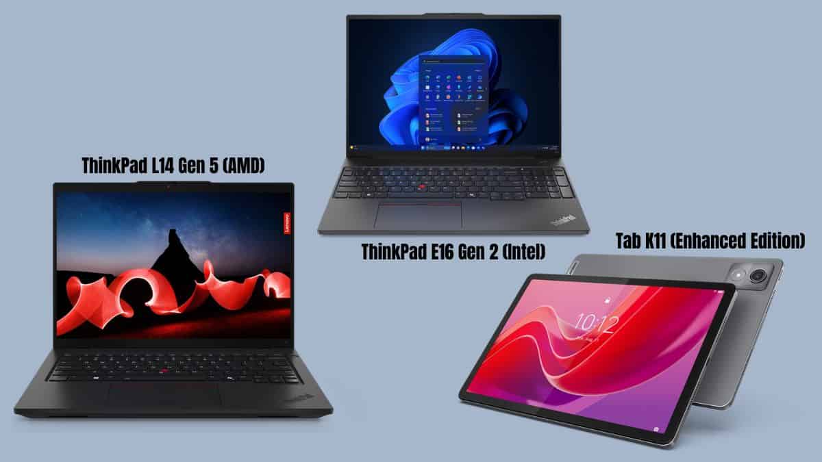 ThinkPad L14 Gen 5 (AMD), ThinkPad E16 Gen 2 (Intel), and Tab K11 (Enhanced Edition)