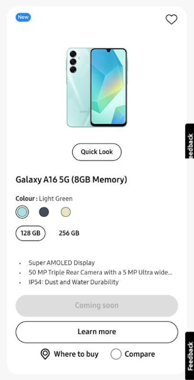 Samsung Galaxy A16 5G - India Listing