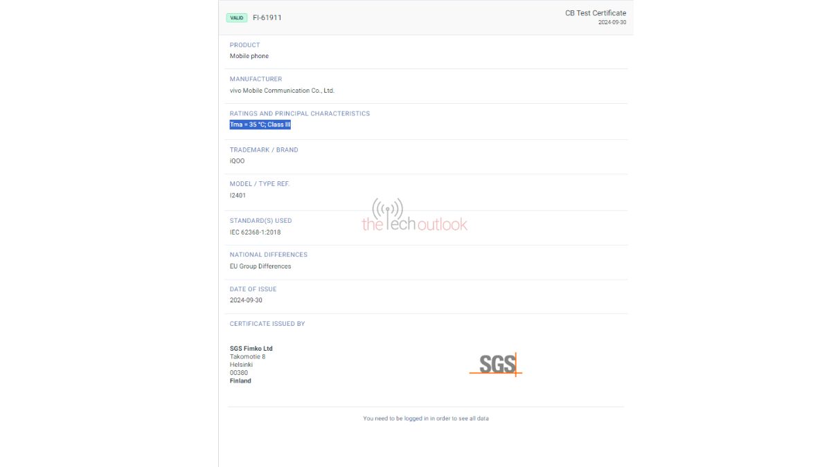 iQOO 13 spotted on SGS certification