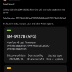 Galaxy S25 Slim (SM-S937B) - First One UI 7 Test Build Spotted on Server - X Update