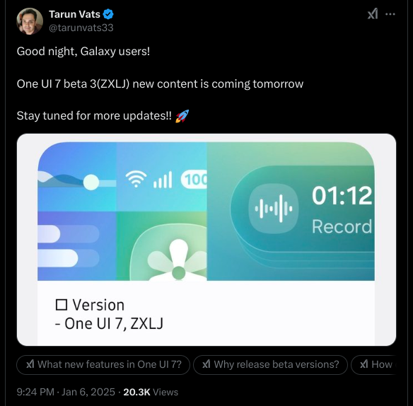 One UI 7 beta 3(ZXLJ) new content is coming tomorrow