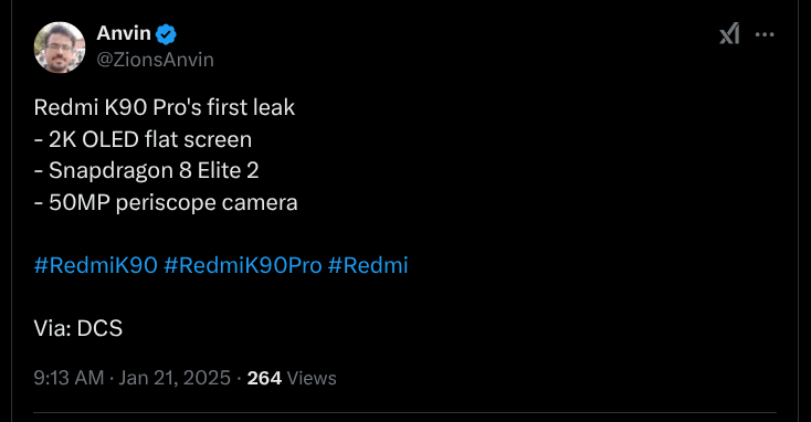 Redmi K90 Pro Smartphone - First Leak - X Post